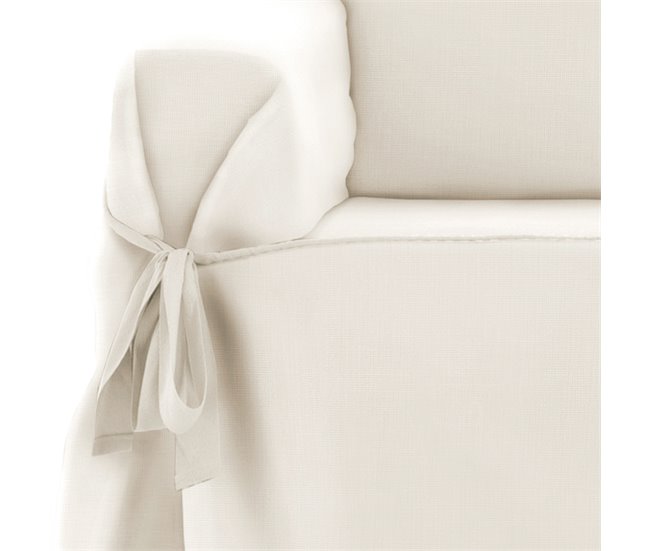 Conforama Vipalia Protector Funda Sofa Lazos. Cubresofa 3 Plazas. Fundas Para Sofa Loneta Lisa Algodon. Facil Montaje. Funda Diseño Royale Lazos. Color Marfil. 3 Plazas. Para Sofas De 180 A 230 Cm