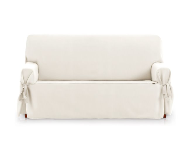 Conforama Vipalia Protector Funda Sofa Lazos. Cubresofa 3 Plazas. Fundas Para Sofa Loneta Lisa Algodon. Facil Montaje. Funda Diseño Royale Lazos. Color Marfil. 3 Plazas. Para Sofas De 180 A 230 Cm