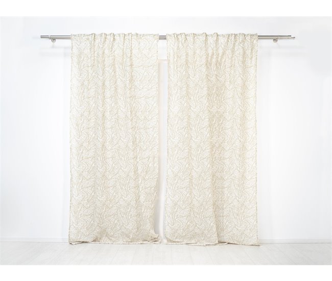 Conforama Visillo translúcido Calatea con motivo tropical Calatea - Beige - 140x260