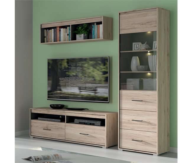 Conforama Vitrina 1 Puerta 2 Cajones Abriel Madera Y Antracita
