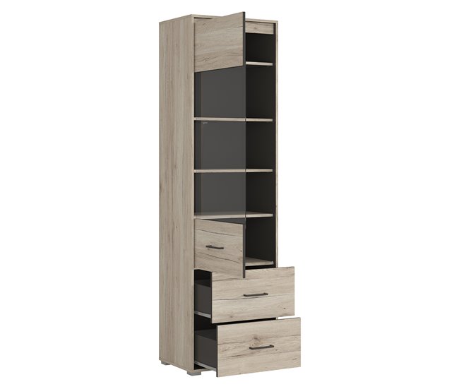 Conforama Vitrina 1 Puerta 2 Cajones Abriel Madera Y Antracita