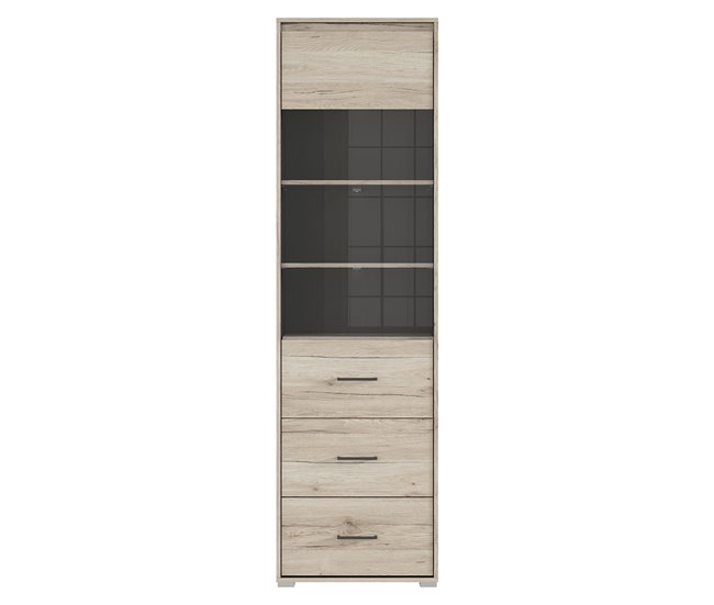 Conforama Vitrina 1 Puerta 2 Cajones Abriel Madera Y Antracita