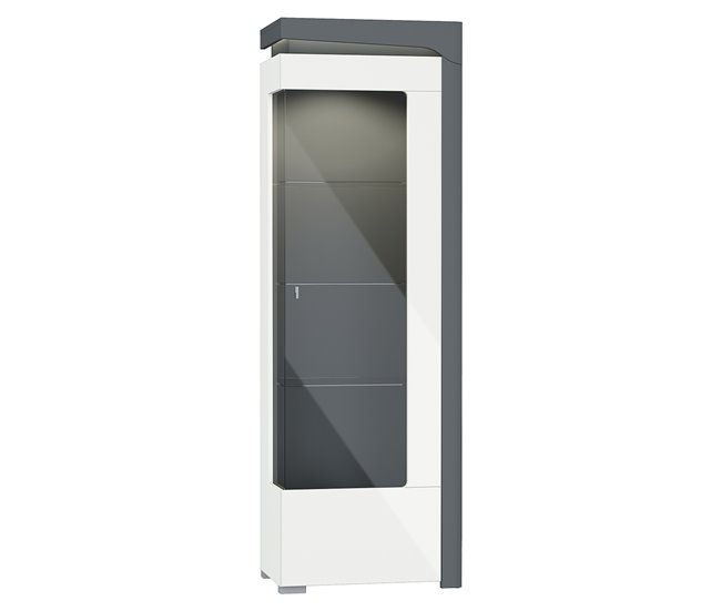 Conforama Vitrina 1 puerta apertura a la derecha con LED Teo Blanco y Gris