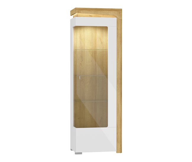 Conforama Vitrina 1 puerta apertura a la derecha con LED Teo Blanco y Madera