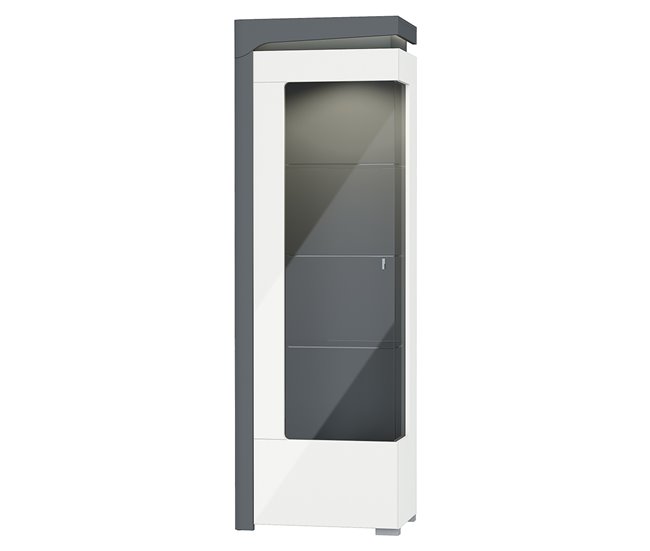 Conforama Vitrina 1 puerta apertura a la izquierda con LED Teo Blanco y Gris