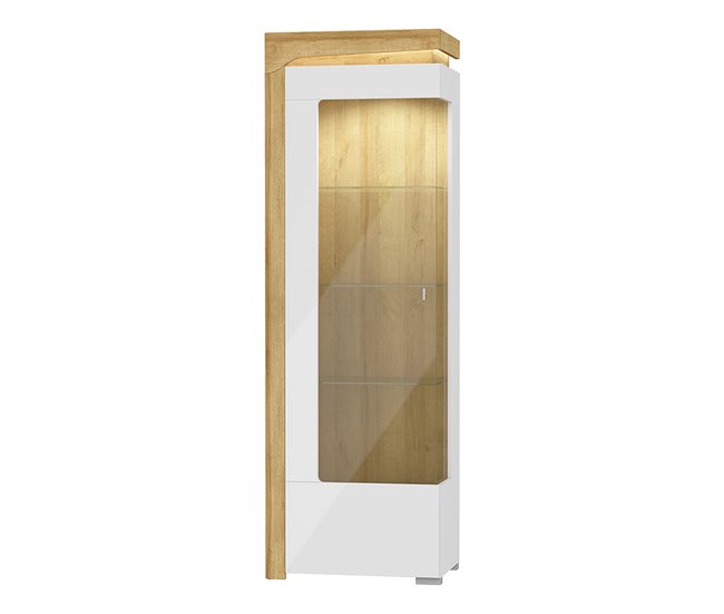 Conforama Vitrina 1 puerta apertura a la izquierda con LED Teo Blanco y Madera