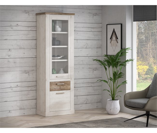 Conforama Vitrina Alta 2 Puertas Y Un Cajón VERONA Blanco