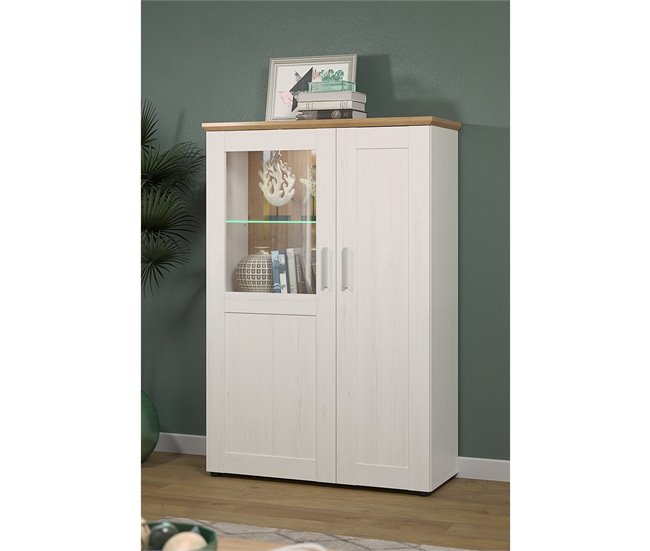 Conforama Vitrina De 2 Puertas Una De Ellas Con Vidrio Templado Altura 140 Cm - Shade