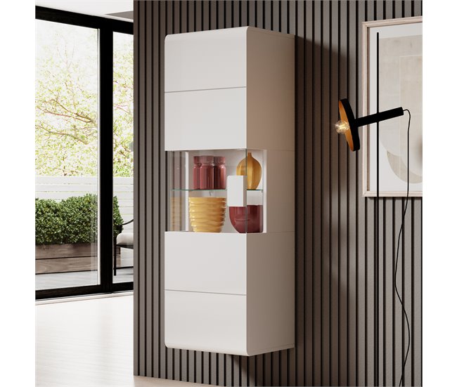 Conforama Vitrina De Pared 1 Puerta Con LED Jules Blanco