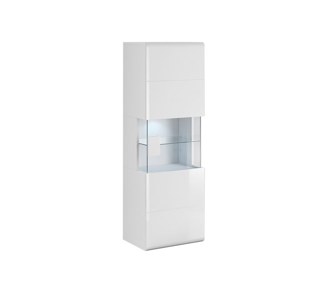 Conforama Vitrina de pared 1 puerta con LED Jules Blanco