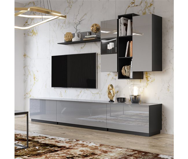 Conforama Vitrina De Pared 1 Puerta Mathis Gris Y Negro