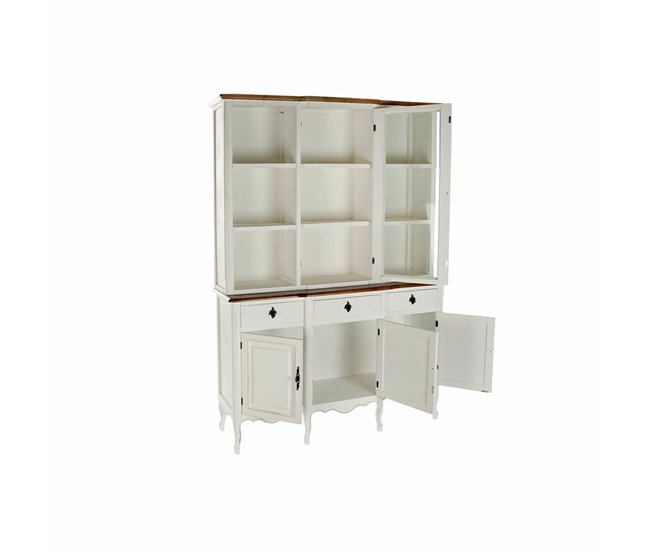 Conforama Vitrina DKD Home Decor Blanco Marrón Cristal Madera De Paulonia (138 X 45 X 199 Cm)