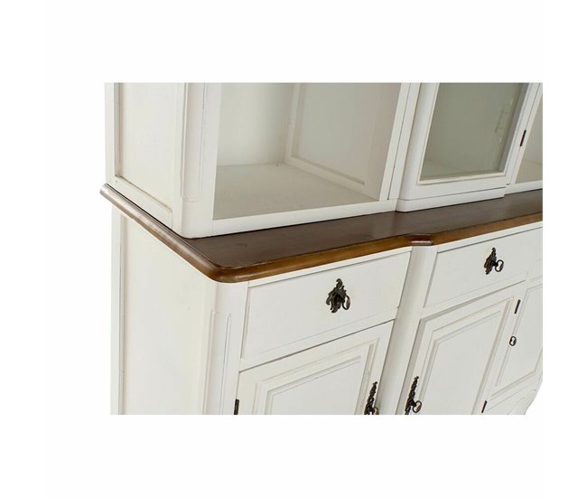 Conforama Vitrina DKD Home Decor Blanco Marrón Cristal Madera De Paulonia (138 X 45 X 199 Cm)