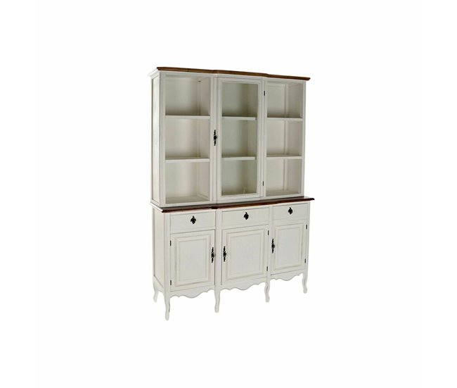 Conforama Vitrina DKD Home Decor Blanco Marrón Cristal Madera de Paulonia (138 x 45 x 199 cm)