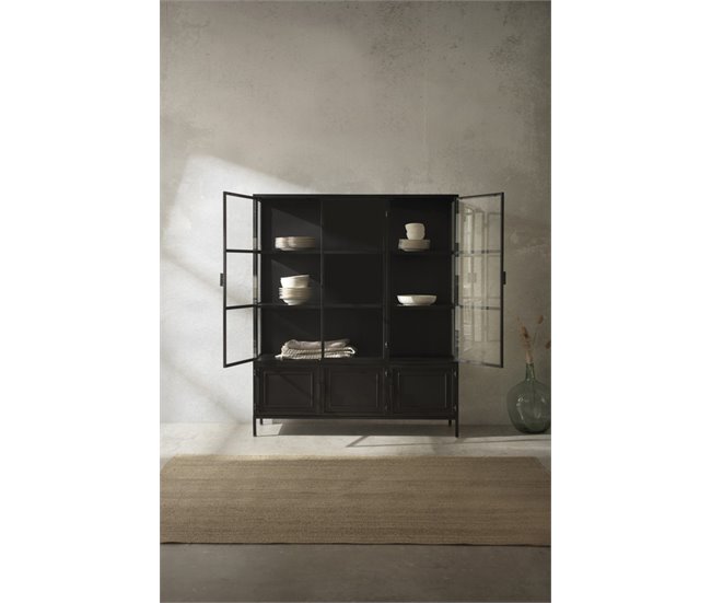 Conforama Vitrina Puertas De Cristal Y Laterales Marco De Metal Negro