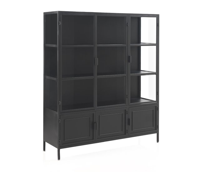 Conforama Vitrina Puertas De Cristal Y Laterales Marco De Metal Negro
