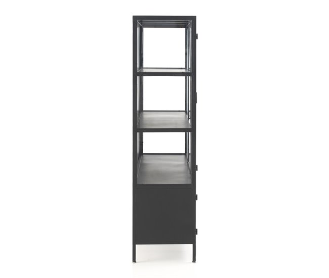 Conforama Vitrina Puertas De Cristal Y Laterales Marco De Metal Negro