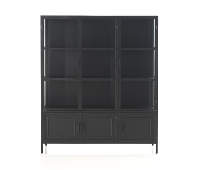 Conforama Vitrina Puertas De Cristal Y Laterales Marco De Metal Negro