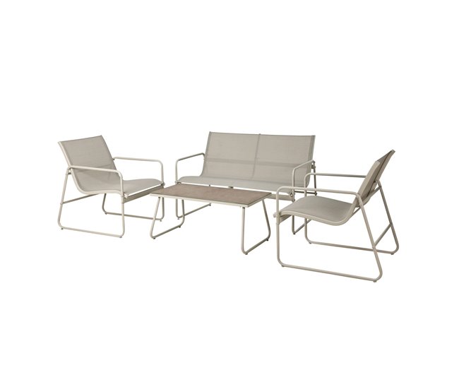 Conforama Well Home Juego de 4 muebles (Mesa + 2 Sillas + Banco) en color beige