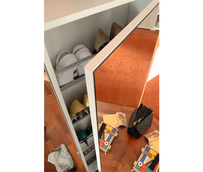 Conforama Zapatero Dabarre Mueble De Entrada Multiusos Con Puerta De Espejo Zapatero Moderno Con 5 Estantes 100% Made In Italy 50x18h178 Cm Blanco
