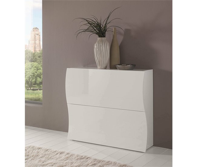 Conforama Zapatero Dabayom Mueble Multiusos Con 2 Puertas Plegables Zapatero De Entrada 100% Made In Italy 101x27h82 Cm Blanco Brillo