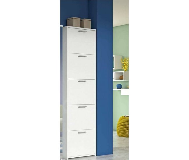 Conforama Zapatero Dbusi Mueble De Entrada Multiusos Con 5 Puertas Zapatero Moderno Con Estantes 100% Made In Italy 50x18h178 Cm Blanco