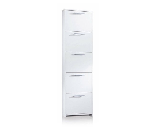 Conforama Zapatero Dbusi Mueble de entrada multiusos con 5 puertas Zapatero moderno con estantes 100% Made in Italy 50x18h178 cm Blanco