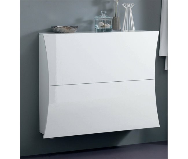Conforama Zapatero Ddadd Mueble Multiusos Con 2 Puertas Zapatero De Entrada 100% Made In Italy 101x27h82 Cm Blanco Brillo