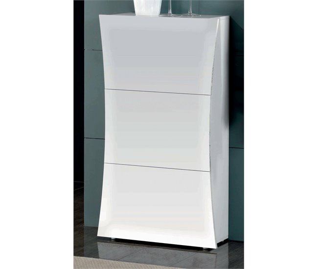 Conforama Zapatero Debosel Mueble Multiusos Con 3 Puertas Zapatero De Entrada 100% Made In Italy 71x27h122 Cm Blanco Brillante