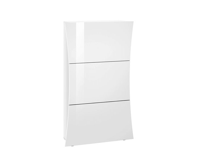 Conforama Zapatero Debosel Mueble multiusos con 3 puertas Zapatero de entrada 100% Made in Italy 71x27h122 cm Blanco brillante