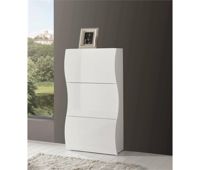 Conforama Zapatero Dgan Mueble Multiusos Con 3 Puertas Zapatero De Entrada 100% Made In Italy 71x27h122 Cm Blanco Brillante