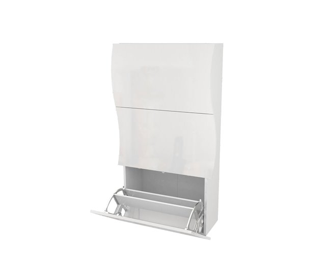 Conforama Zapatero Dgan Mueble Multiusos Con 3 Puertas Zapatero De Entrada 100% Made In Italy 71x27h122 Cm Blanco Brillante