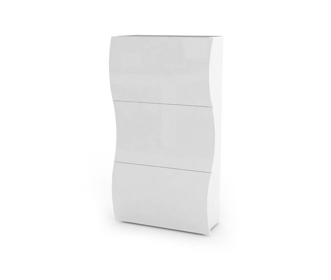 Conforama Zapatero Dgan Mueble multiusos con 3 puertas Zapatero de entrada 100% Made in Italy 71x27h122 cm Blanco brillante