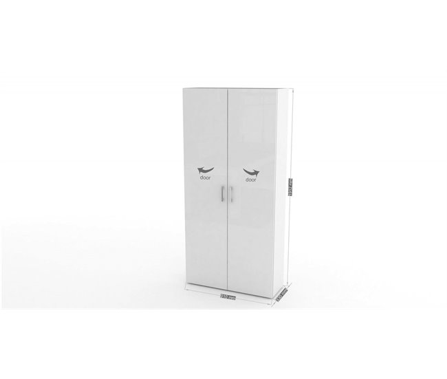 Conforama Zapatero Dmelus Mueble Multiusos Con 2 Puertas Y Estantes Interiores Zapatero De Entrada 100% Made In Italy 91x33h190 Cm Blanco Brillo