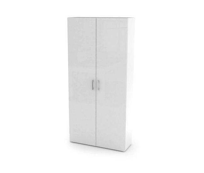 Conforama Zapatero Dmelus Mueble multiusos con 2 puertas y estantes interiores Zapatero de entrada 100% Made in Italy 91x33h190 cm Blanco brillo
