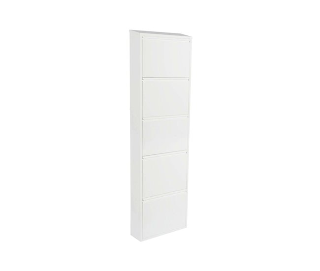 Conforama Zapatero Dpapi Zapatero que ahorra espacio Zapatero de entrada Zapatero de metal con 5 puertas 50x15h169 cm Blanco