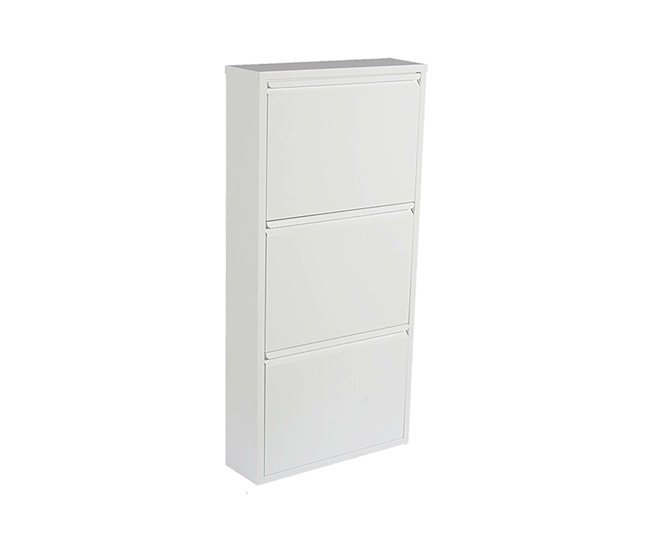 Conforama Zapatero Dpapi Zapatero que ahorra espacio Zapatero de entrada Zapatero de metal con 3 puertas 50x15h103 cm Blanco