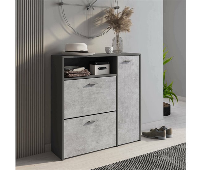 Conforama Zapatero Dpinn Zapatero Que Ahorra Espacio Zapatero De Entrada Armario Con 3 Puertas Plegables 92x27h94 Cm Antracita Cemento