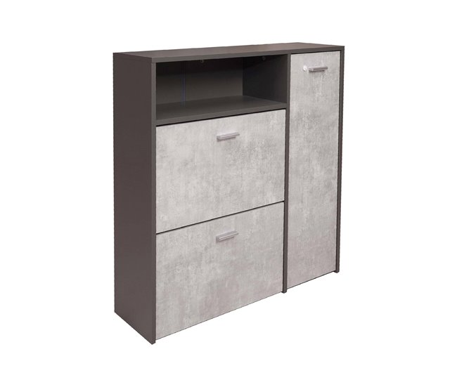 Conforama Zapatero Dpinn Zapatero que ahorra espacio Zapatero de entrada Armario con 3 puertas plegables 92x27h94 cm Antracita Cemento