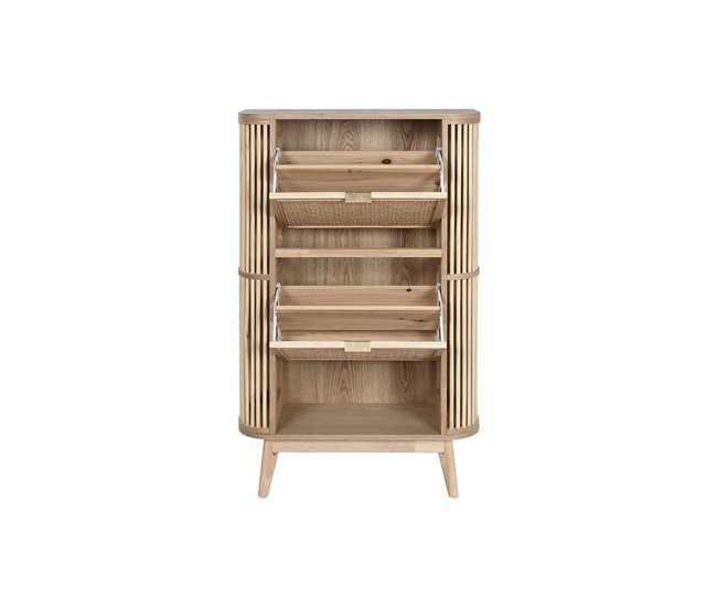 Conforama Zapatero Home ESPRIT Dorado Natural Ratán Madera De Abeto Tropical 70 X 29 X 115 Cm