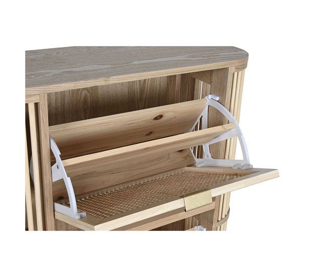 Conforama Zapatero Home ESPRIT Dorado Natural Ratán Madera De Abeto Tropical 70 X 29 X 115 Cm