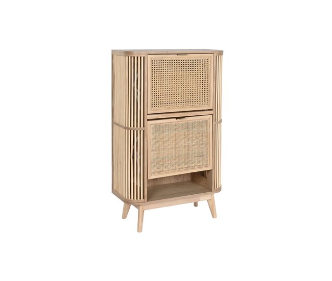 Conforama Zapatero Home ESPRIT Dorado Natural Ratán Madera de abeto Tropical 70 x 29 x 115 cm
