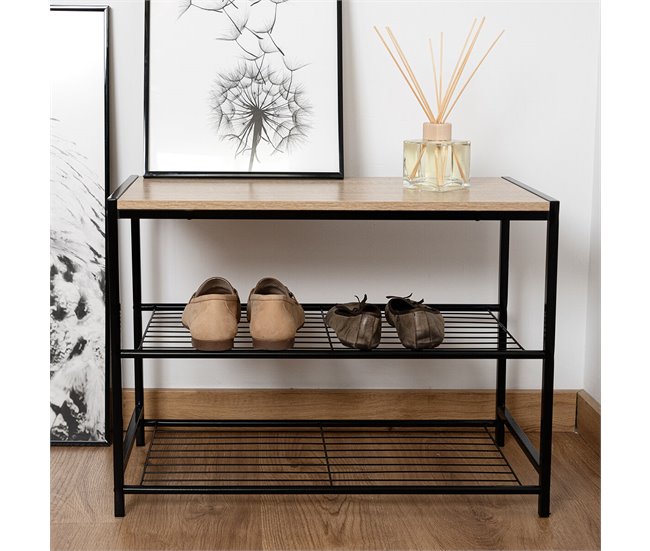 Conforama Zapatero Vinthera Moa Acero Negro 60 X 30 X 44 5 Cm