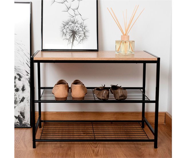 Conforama Zapatero Vinthera Moa Acero Negro 60 X 30 X 44 5 Cm