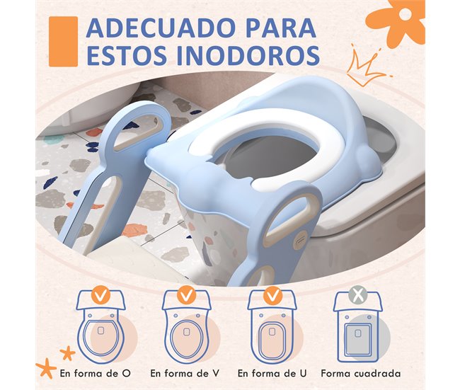 Conforama ZONEKIZ Adaptator WC Para Niños Con Escalera Plegable Reductor De Aprendizaje Para Baño Asiento De Inodoro Para Niños De 2-6 Años Portátil Con Almohadillas Antideslizantes 67 9x42 8x51 5 Cm Azul