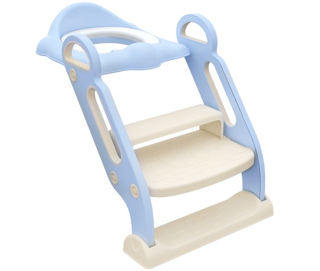 Conforama ZONEKIZ Adaptator WC para Niños con Escalera Plegable Reductor de Aprendizaje para Baño Asiento de Inodoro para Niños de 2-6 Años Portátil con Almohadillas Antideslizantes 67 9x42 8x51 5 cm Azul