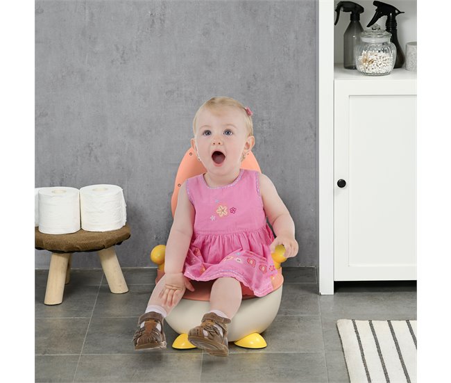 Conforama ZONEKIZ Orinal Infantil WC Aprendizaje Orinal Para Bebé De 6-36 Meses En Forma De Zorro Con Tapa Prueba De Salpicaduras Asas Estructura Antideslizante 34 5x35x23 Cm Rosa