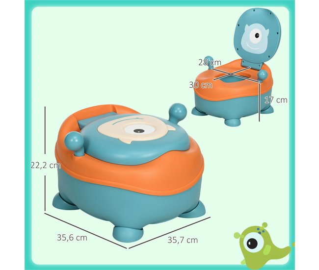Conforama ZONEKIZ Orinal Para Bebé De 6-36 Meses Portátil Orinal Infantil En Forma De Alien Con Tapa Estructura Antideslizante Inodoro De Aprendizaje Carga 40 Kg 35 6x35 7x22 2 Cm Azul