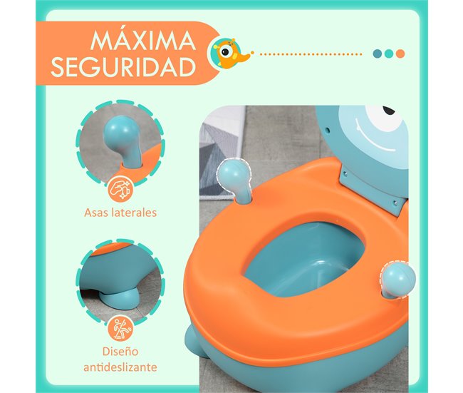 Conforama ZONEKIZ Orinal Para Bebé De 6-36 Meses Portátil Orinal Infantil En Forma De Alien Con Tapa Estructura Antideslizante Inodoro De Aprendizaje Carga 40 Kg 35 6x35 7x22 2 Cm Azul