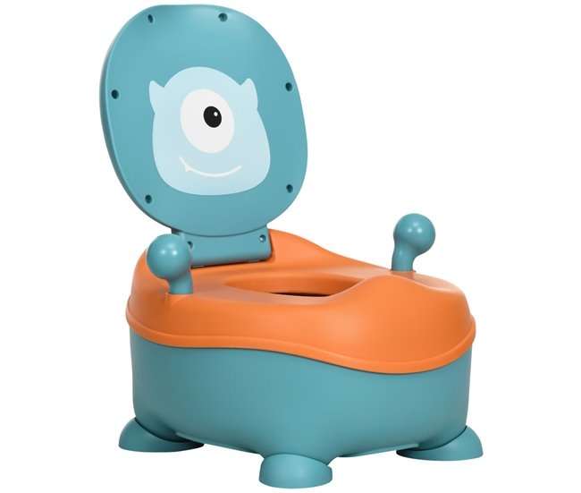 Conforama ZONEKIZ Orinal para Bebé de 6-36 Meses Portátil Orinal Infantil en Forma de Alien con Tapa Estructura Antideslizante Inodoro de Aprendizaje Carga 40 kg 35 6x35 7x22 2 cm Azul